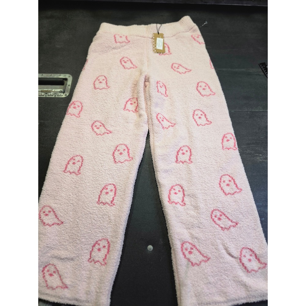 Cupcakes & Cashmere Pink Ghost Plush Pajama Pants Fuzzy Sleepwear BougyHalloween